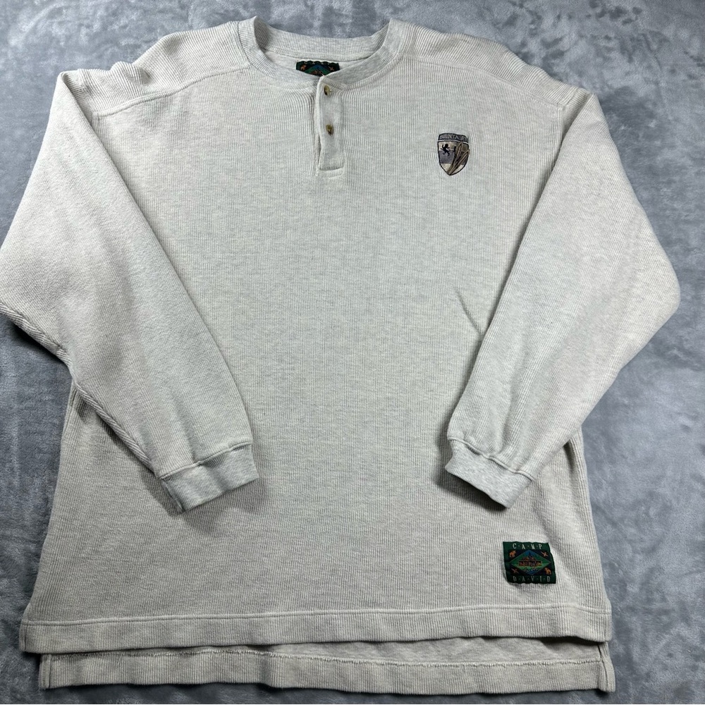 Vintage 90s Camp David Santa Fe Ski Thermal Henley Large   0132